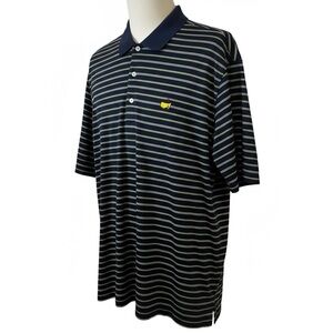 Masters’ Amen Corner 100% Pima Cotton Navy with Green & White Stripe Polo - XL